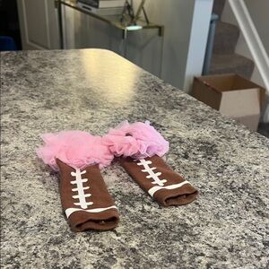 Brown and Pink Football Leg Warmers